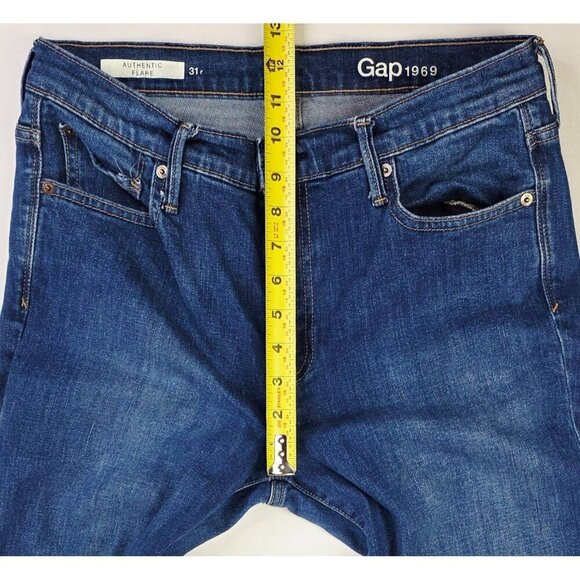 Gap 1969 Size 12 Regular Womens 31X32 Authentic Flare Blue Denim 5 Pocket Jeans - Picture 3 of 12